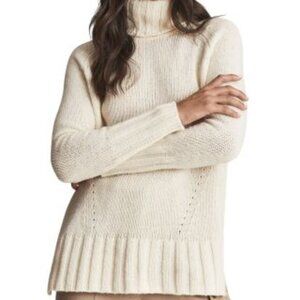 Reiss Stevie Wool Cashmere blend turtleneck sweater in cream Medium M